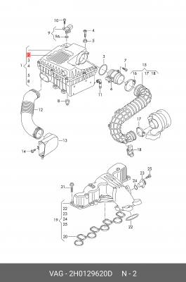 Фильтр воздушный VW Amarok (10-) (2.0D) OE 2H0 129 620 D VAG