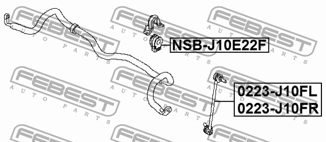 Втулка передн стабилизатора NISSAN QASHQAI 2006.12-2013.12 NSB-J10E22F NSB-J10E22F FEBEST
