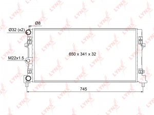 Радиатор VW Polo Sedan AUDI A1 (11-14) SEAT Ibiza охлаждения двигателя LYNX RM1114 LYNXAUTO