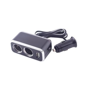 Разветвитель прикуривателя 2-х гнездовой 12V 1USB SKYWAY S02301016 SKYWAY