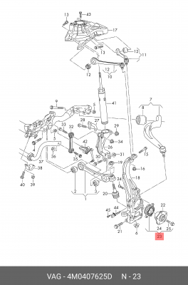к-кт подшипника ступицы! передней\ Audi A4/A5/A6/A7/A8/Q5 15> 4M0 407 625 D VAG