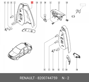фонарь правый!\ Dacia Logan 08> 8200744759 RENAULT