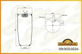 Пневморессора Premium без стакана 1шп. M12*1,51 шт. M16*1,5 MAN TGATGSTGX — 3 го 090030224 SONDER