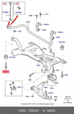 Болт переднего подрамника передний FORD 1 502 691 FORD
