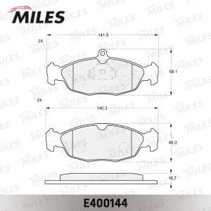 Колодки тормозные передние (без датчика) (Смесь Low-Metallic) OPEL ASTRA F/DAEWO E400144 MILES