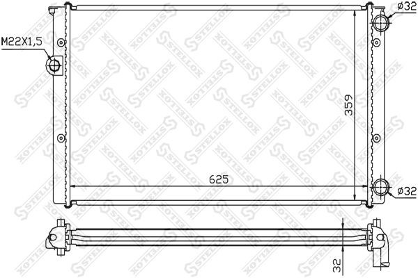 радиатор системы охлаждения!\ VW Golf/Vento 1.6i-2.0i/1.9TDi 91> 10-25071-SX STELLOX