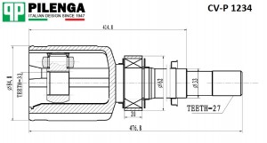 Шрус внутренний правый  nissan x-trail t31 nissan qashqai_i 2,0  4wd CV-P1234 CVP1234 PILENGA