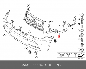 Кронштейн фары П Е83 51113414310 51 11 3 414 310 BMW