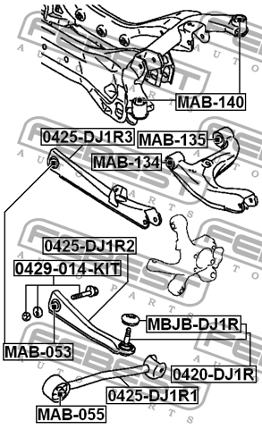 Болт с эксцентриком ремкомплект MITSUBISHI GALANT 1997-2006 0429-014-KIT 0429-014-KIT FEBEST