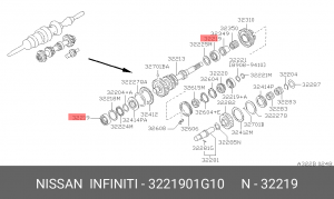 подшипник КПП! роликовый\ Nissan Patrol/Terrano 87-08 32219-01G10 NISSAN