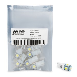 A85422S Лампа 12V5W W2.1x9.5d светодиодная бесцокольная AVS 5SMD белая A85422S AVS