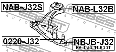 Сайлентблок рычага задний (гидравл) NISSAN TEANA J33, MURANO Z51 NAB-L32B NAB-L32B FEBEST