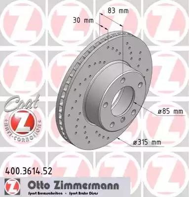 диск тормозной !Sport перед. 315x30/83-5x130 \ MB W461/W463 90> 400.3614.52 ZIMMERMANN