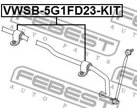 Втулка стабилизатора SKODA Octavia (A7) переднего FEBEST VWSB-5G1FD23-KIT FEBEST