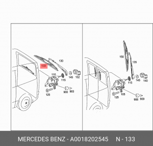 Щетка стеклоочистителя MERCEDES Viano (W639) задняя OE A 001 820 25 45 MERCEDES BENZ