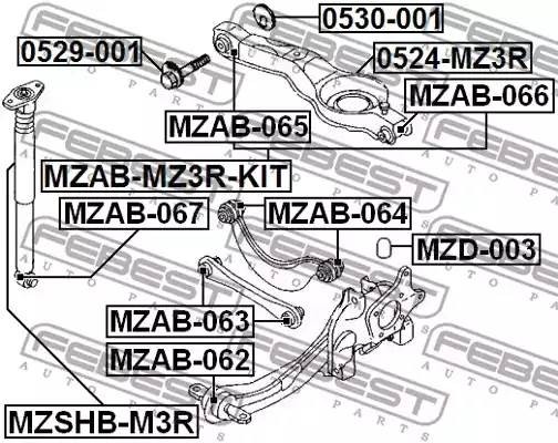 Сайлентблок задн подвески FORD FOCUS II CB4 2008­-2011 MZAB-062 MZAB062 FEBEST