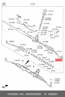 Наконечник рулевой тяги HYUNDAI Santa Fe (12-) KIA Sorento (12-) левый OE 568202W000 HYUNDAI KIA