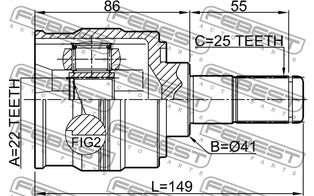 ШРУС внутренний левый HYUNDAI SOLARIS (RUSSIA PLANT-RUS) 2014-2016 1211-SOL2WD 1211-SOL2WD FEBEST