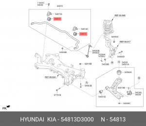 Втулка стабилизатора HYUNDAI EX6,8 дв.D4CC заднего OE 54813D3000 HYUNDAI KIA