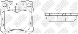 Колодки тормозные LEXUS LS460,LS600 (06-) задние (4шт.) NIBK PN1844 NIBK