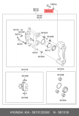 болт крепления суппорта! M16\ Hyundai 581512E000 HYUNDAI