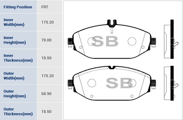 Колодки передние MERCEDES C W205, E W213 SP4001 SP4001 SANGSIN