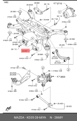 Сайлентблок MAZDA CX-5 подушки дифференциала OE KD35-28-68YA MAZDA