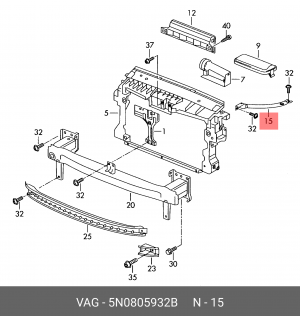 VW TIGUAN (2011>) ВЕРХНЯЯ ПРАВАЯ ЧАСТЬ 5N0 805 932 B VAG