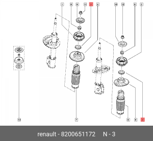 Подшипник опоры амортизатора 82 00 651 172 RENAULT 8200 651 172 8200651172 RENAULT