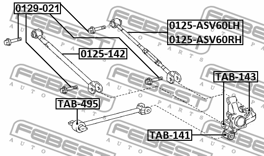 Тяга задн попер регулир левая LEXUS ES250/350/300H 2012- 0125-ASV60LH 0125-ASV60LH FEBEST