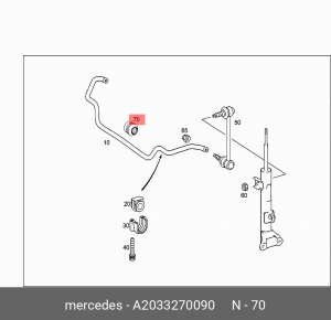 Пыльник MERCEDES C (W203) втулки стабилизатора переднего OE A 203 327 00 90 MERCEDES BENZ