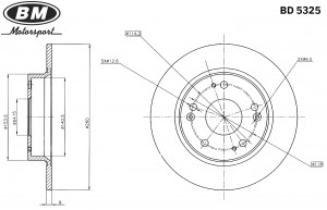Диск тормозной задний 260X9MM 5/114,3(1шт.) BD5325 BD5325 BM MOTORSPORT