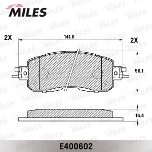 Колодки тормозные передние (Смесь Low-Metallic) NISSAN TEANA III (J33) E400602 E400602 MILES