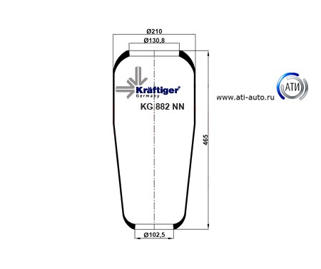 Рессора пневматическая РК оболочка; 467x210 - Ø131/101 чулок RL9993 BLACKTECH