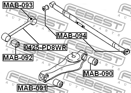 Сайлентблок задн нижн рычага HYUNDAI H-1 97-08 MAB-091 MAB-091 FEBEST