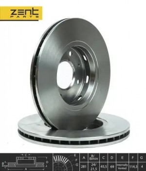 диск тормозной передний!\ Volvo S40/V40 1.6-1.9TD 95> Z06107 ZENTPARTS