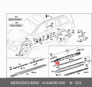 Заглушка MERCEDES ML (W164) кузова OE A 164 698 15 30 MERCEDES BENZ