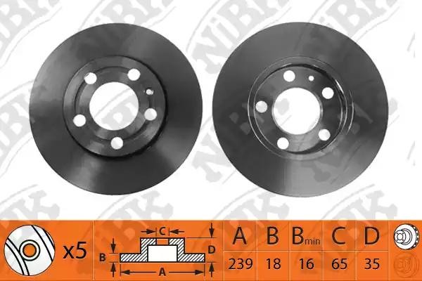 Диск тормозной VW Fox (03-),Polo (01-09) SKODA Fabia (01-07) передний (1шт.) NIB RN1169 NIBK
