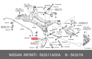 тяга стабилизатора заднего! прав.\ Nissan Altima all 07> 562611AD0A NISSAN