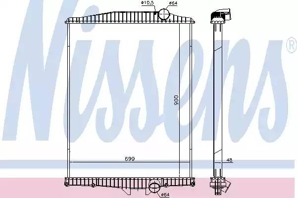 радиатор системы охлаждения !без мет. рамки 900x699x48 \Volvo FM10/FM11/FH12/FM7 654630 NISSENS