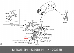 БРЫЗГОВИК АРКИ ПЕРЕДНЕГО КОЛЕСА ПРАВЫЙ 5370B614 5370B614 MITSUBISHI