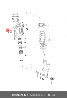Опора стойки амортизатора 55360-38601 5536038601 HYUNDAI KIA