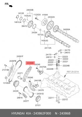 успокоитель 'В' цепи ГРМ!\ Hyundai IX35/Santa Fe/Tucson 24386-2F000 HYUNDAI
