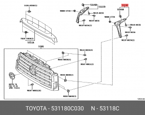 Кронштейн решетки радиатора 53118-0C030 TOYOTA