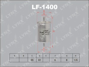 Фильтр топливный подходит для RENAULT Clio 1.2-2.0 96/Espace 2.0-3.0 98/3.5 02/F LF-1400 LYNXAUTO