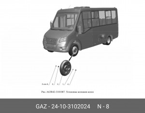 Гайка М8х1 крепления колпака колеса ГАЗ-3302 (ОАО ГАЗ) 24-10-3102024 GAZ GAZ