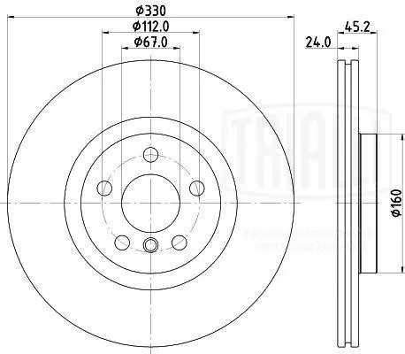 Диск торм. для а/м BMW X1 (F48) (14-)/Mini Countryman (16-) перед. d330 (окраш.) DF190423 TRIALLI