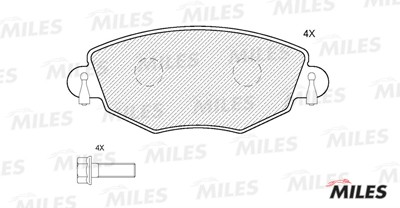 Колодки тормозные передние (без датчика + болты) (Смесь Semi-Metallic) FORD MOND E100117 MILES
