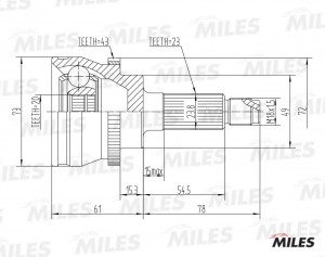 ШРУС наружный OPEL Agila 1/0 12v/ 1/2 16v 00 (GKN 304459) GA20564 GA20564 MILES
