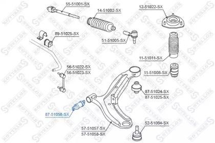 сайлентблок рычага пер.!\ Hyundai Elantra 00>/Coupe 01-04 87-51058-SX STELLOX